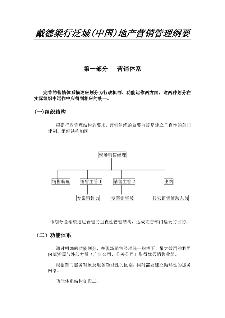 地产企业营销管理纲要文件