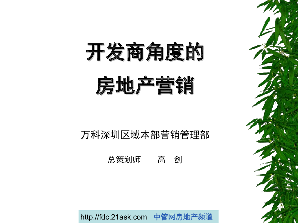 开发商角度的房地产营销（PPT格式）