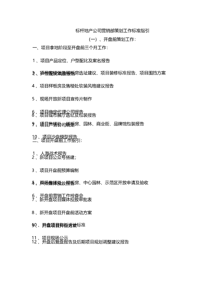 标杆地产公司营销部策划工作标准指引