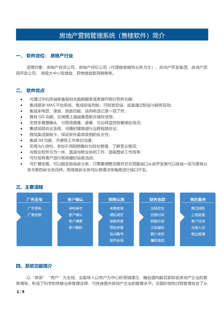 房地产营销管理系统（售楼软件）简介