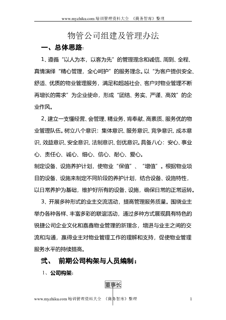物管公司组建及管理方法（共22页）