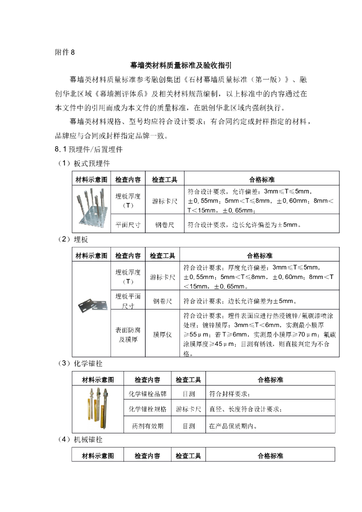 幕墙类材料质量标准及验收指引