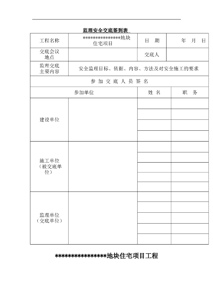 住宅项目工程监理安全交底