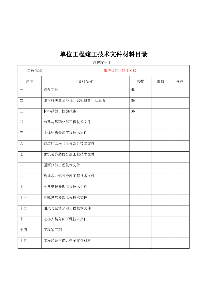 [重庆]建筑工程监理竣工资料填写范例(完整版，235页)