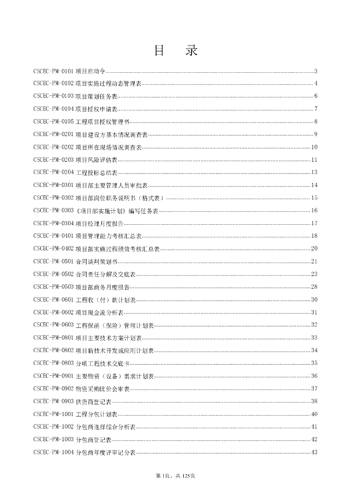 建筑工程项目监理管理表格（全套，125页）