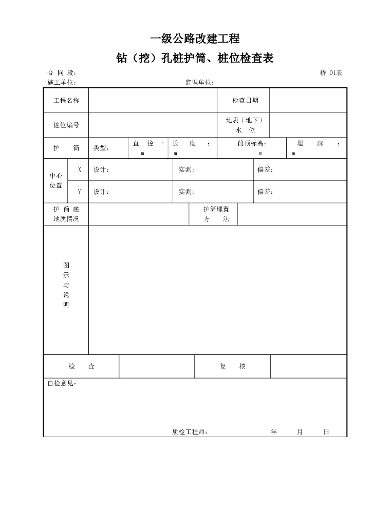 公路桥涵改造工程监理常用表格(全)