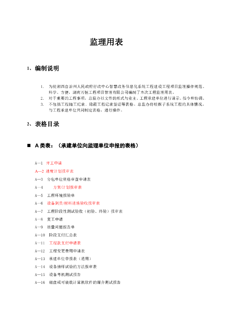 承建方开工及验收需提交给监理常用表格（共60页）