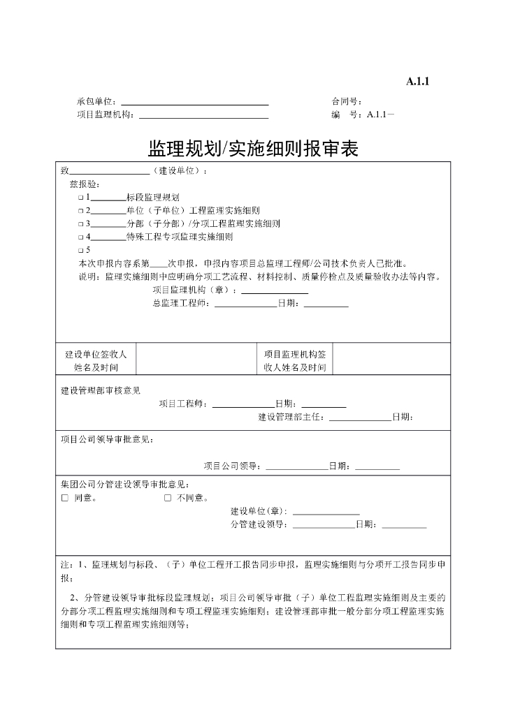 监理规划/实施细则报审表