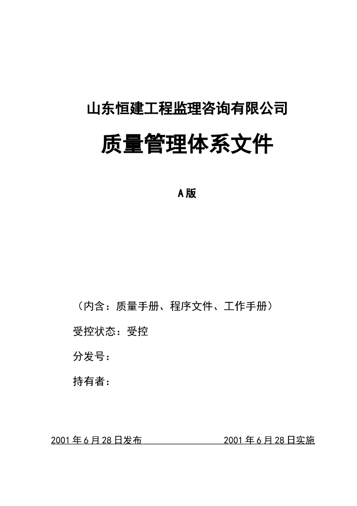 工程监理咨询有限公司质量管理体系文件-41页