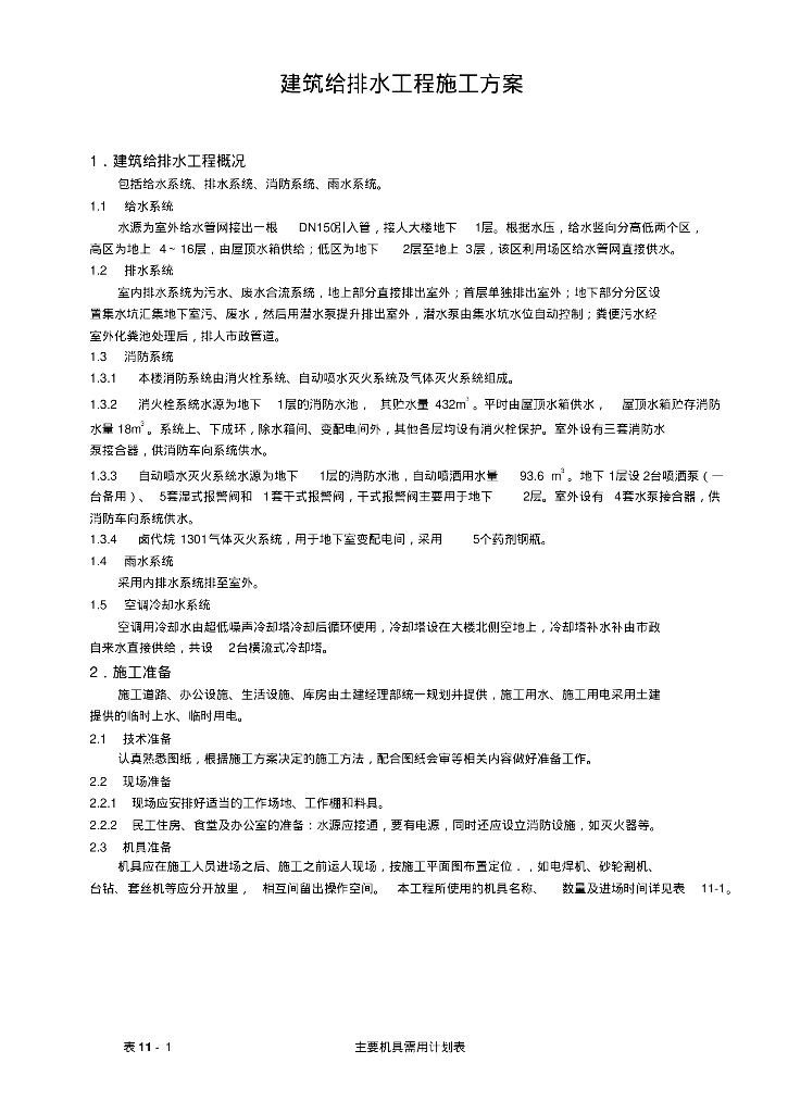 建筑给排水工程施工方案