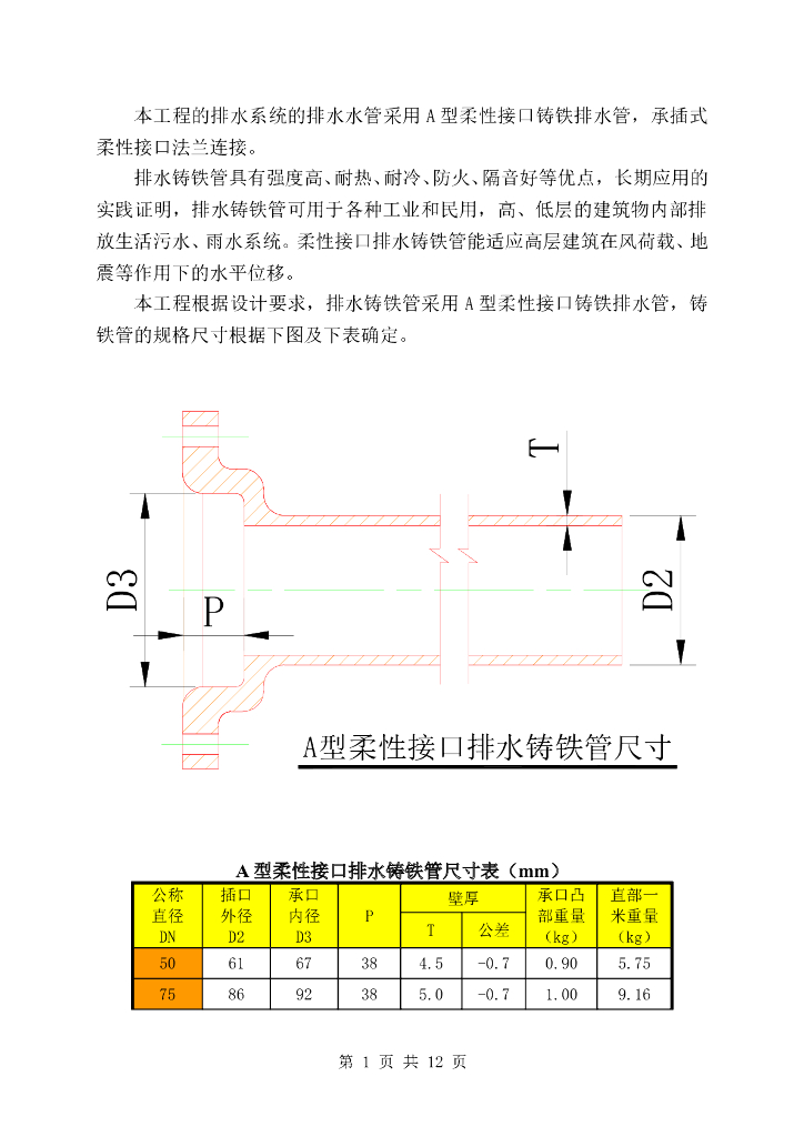 A型柔性法兰连接排水铸铁管施工工艺