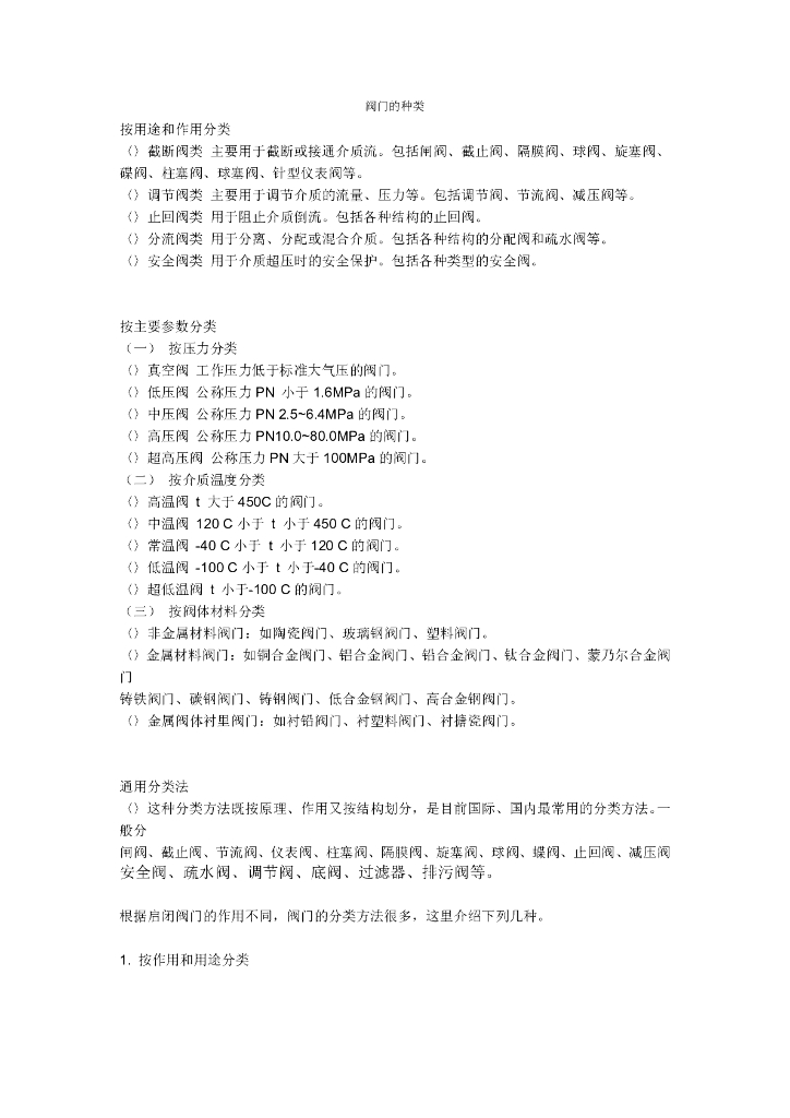 阀门按不同的分类方法分类7页