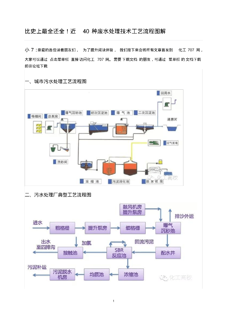 给排水工程资料之四十种污水处理工艺流程图