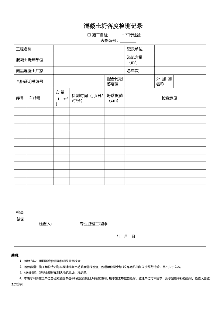 市政工程实测实量表格