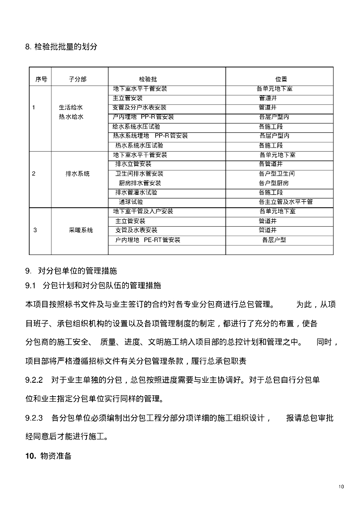 某工程给排水、采暖、消防、通风施工方案_第10页