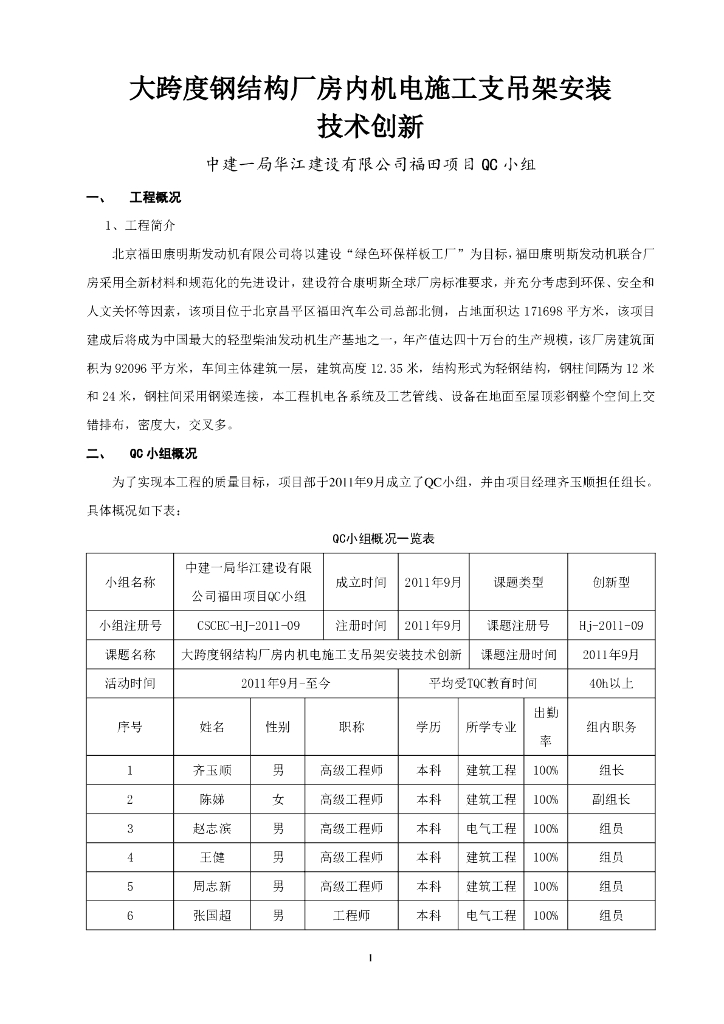 大跨度钢结构厂房机电支吊架安装技术方案