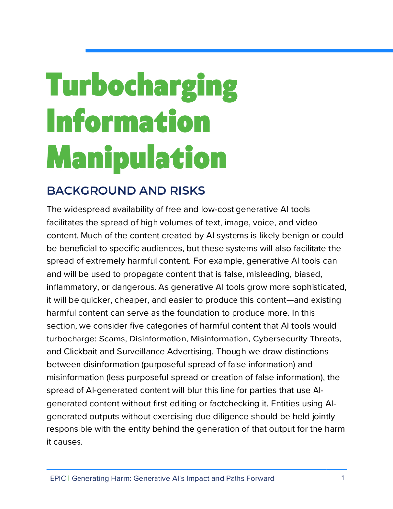 美国电子隐私信息中心：生成式人工智能的潜在有害影响与未来之路（英文版）_第6页