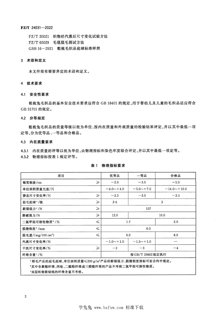 FZ/T 24031-2022 标准预览