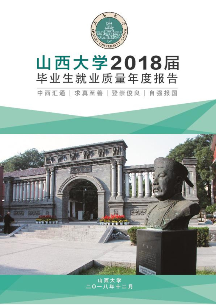 山西大学2018届毕业生就业质量年度报告海报