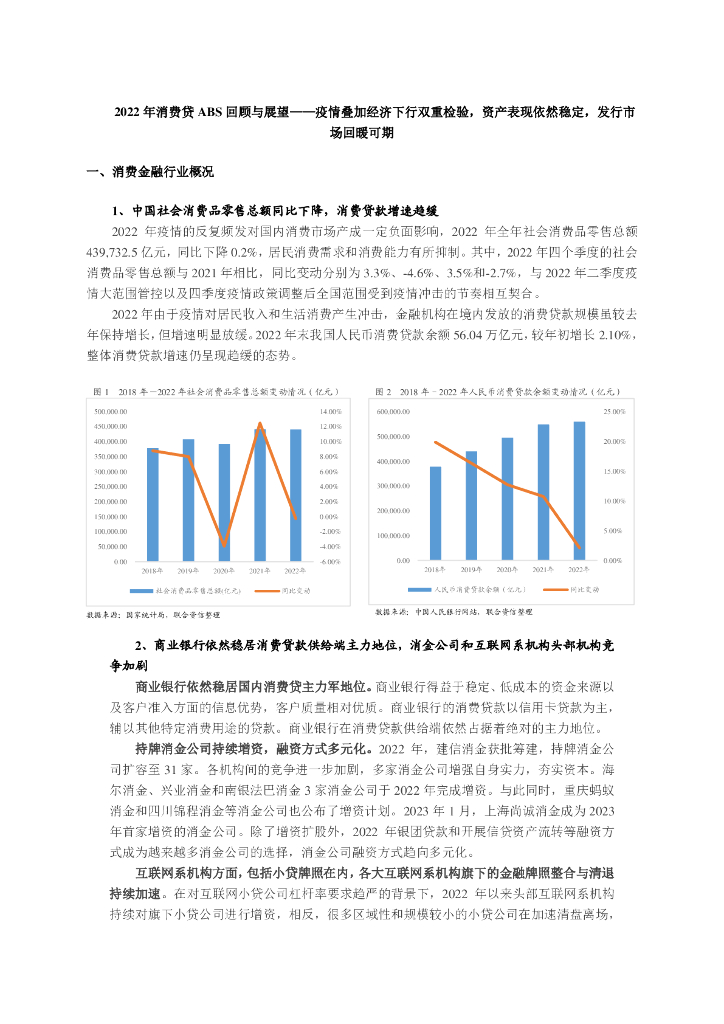 2022年消费贷ABS回顾与展望-疫情叠加经济下行双重检验，资产表现依然稳定，发行市场回暖可期