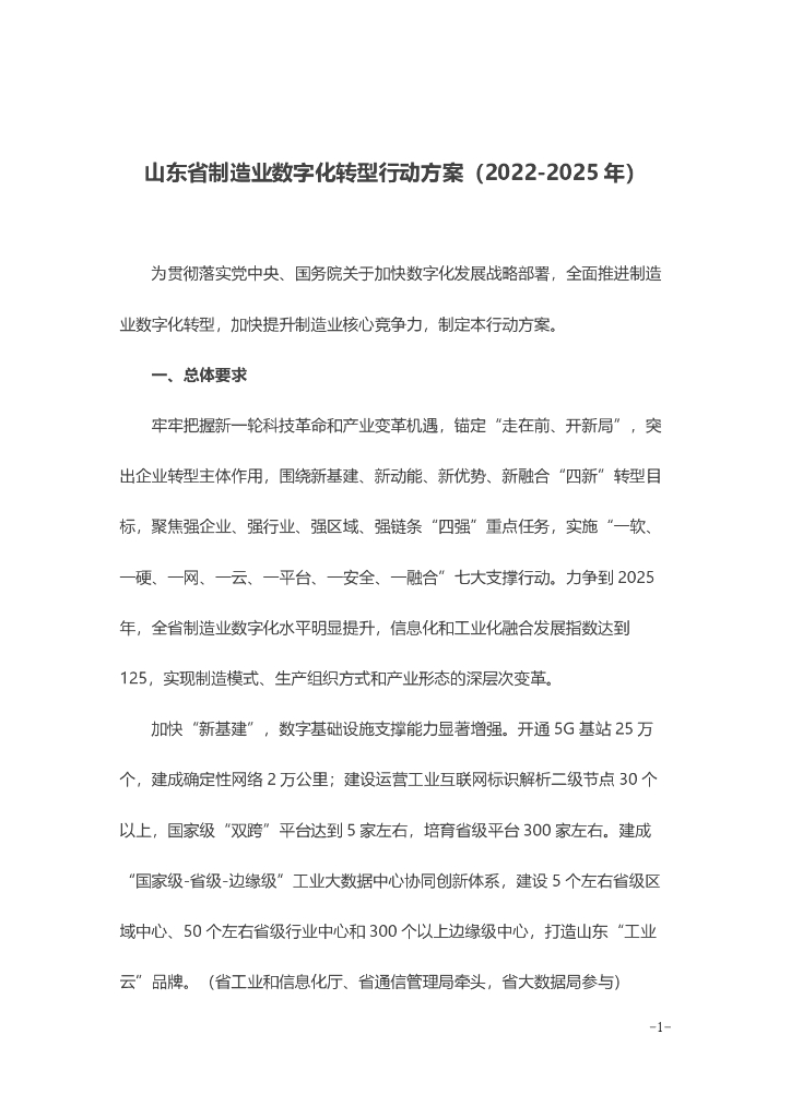 山东省制造业<em>数字化转型</em>行动方案（2022-2025年） 海报