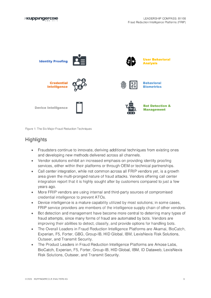 KuppingerCole：领导力指南针：欺诈预防情报平台 (FRIP)（英文版）_第9页