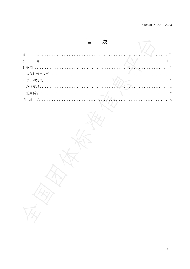 T/BUSRMRA 001-2023 标准预览