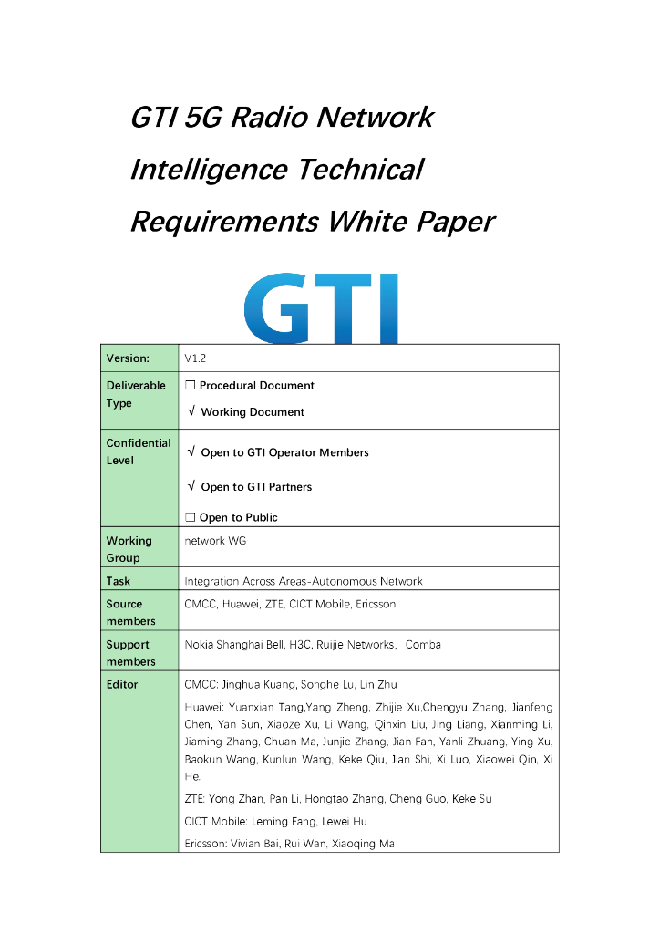 GTI：5G无线网络智能化技术需求白皮书（英文版）_第2页
