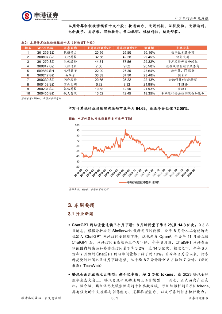 申港证券：计算机行业研究周报：中报已过 后续继续关注数据要素及人工智能_第6页
