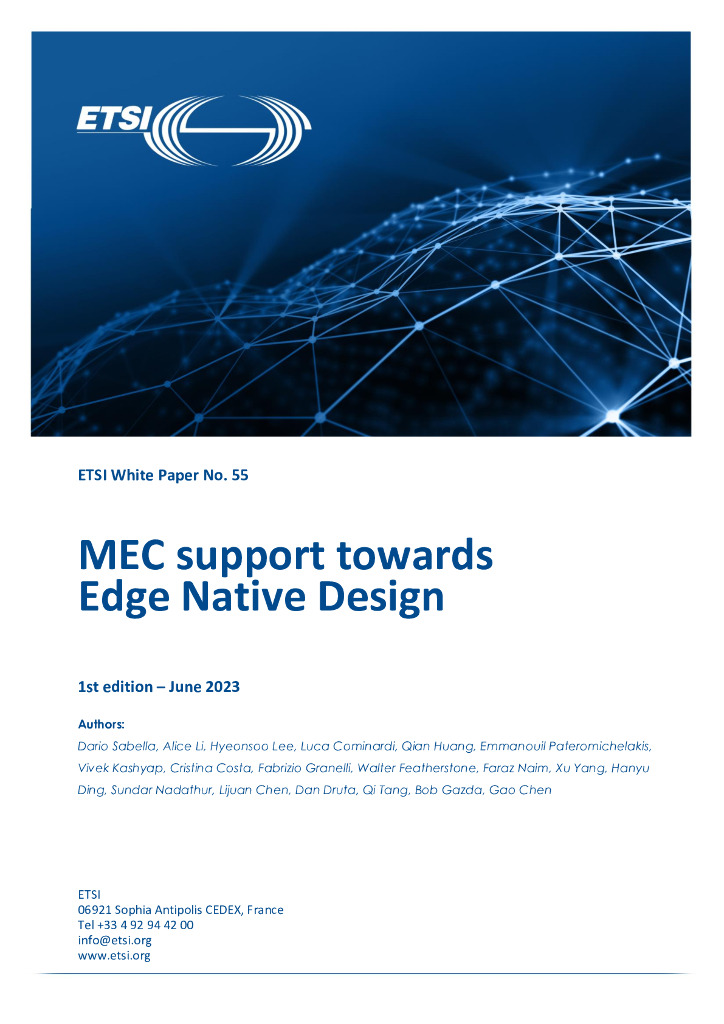 ETSI：MEC对边缘原生设计的支持”的新白皮书（英文版）