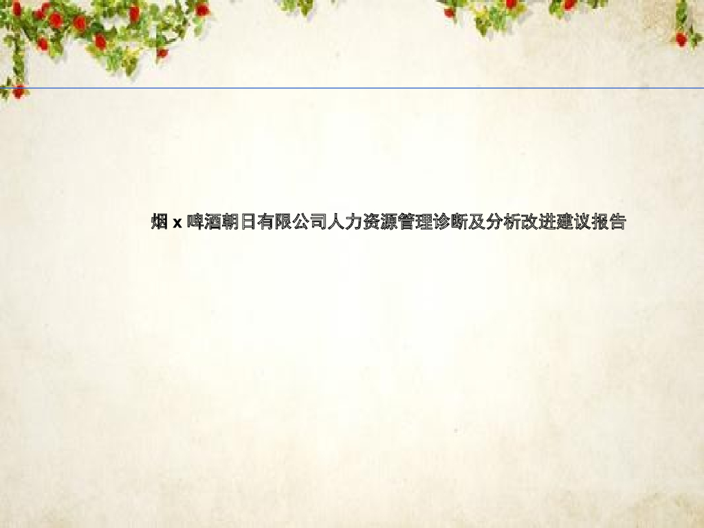 某公司人力资源管理诊断及分析改进建议报告