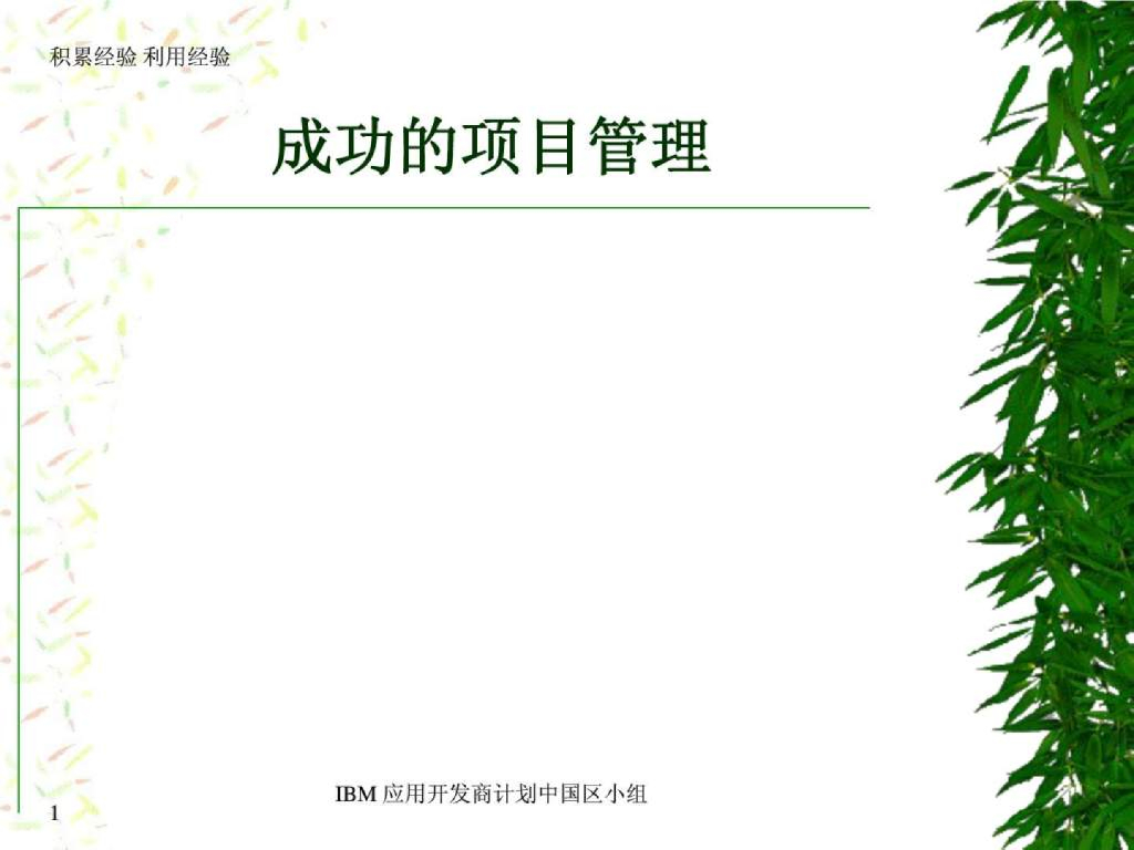 【IBM经典培训教材】成功的项目管理