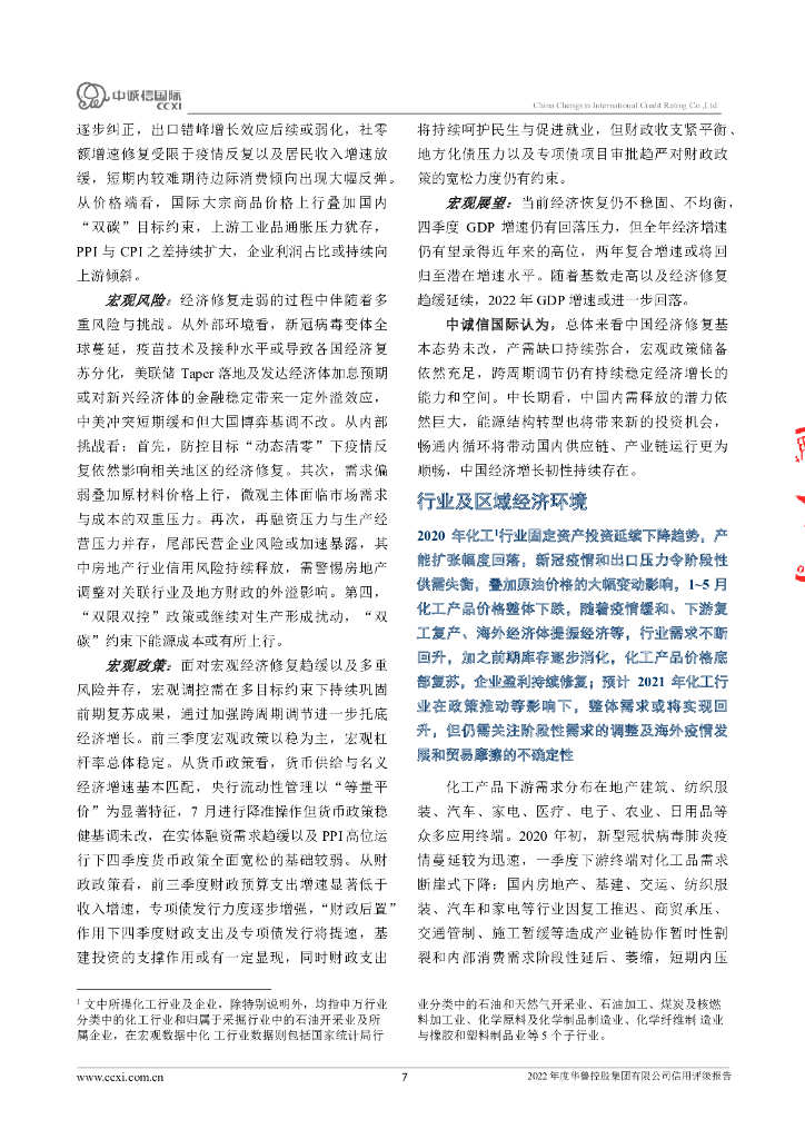 中诚信：华鲁控股集团有限公司主体信用评级报告及跟踪评级安排_第7页