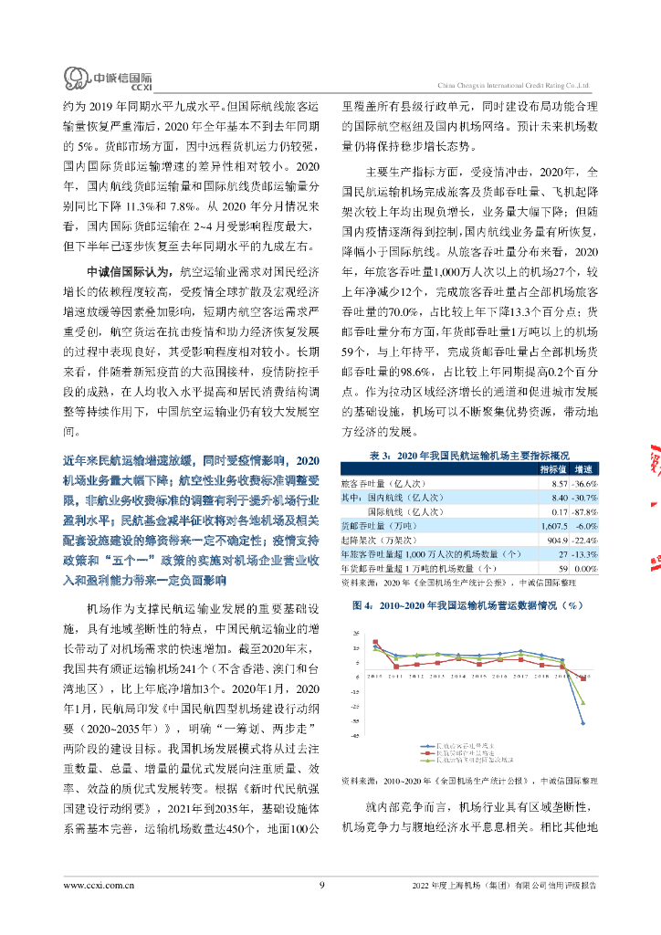 中诚信：上海机场(集团)有限公司信用评级报告及跟踪评级安排_第9页