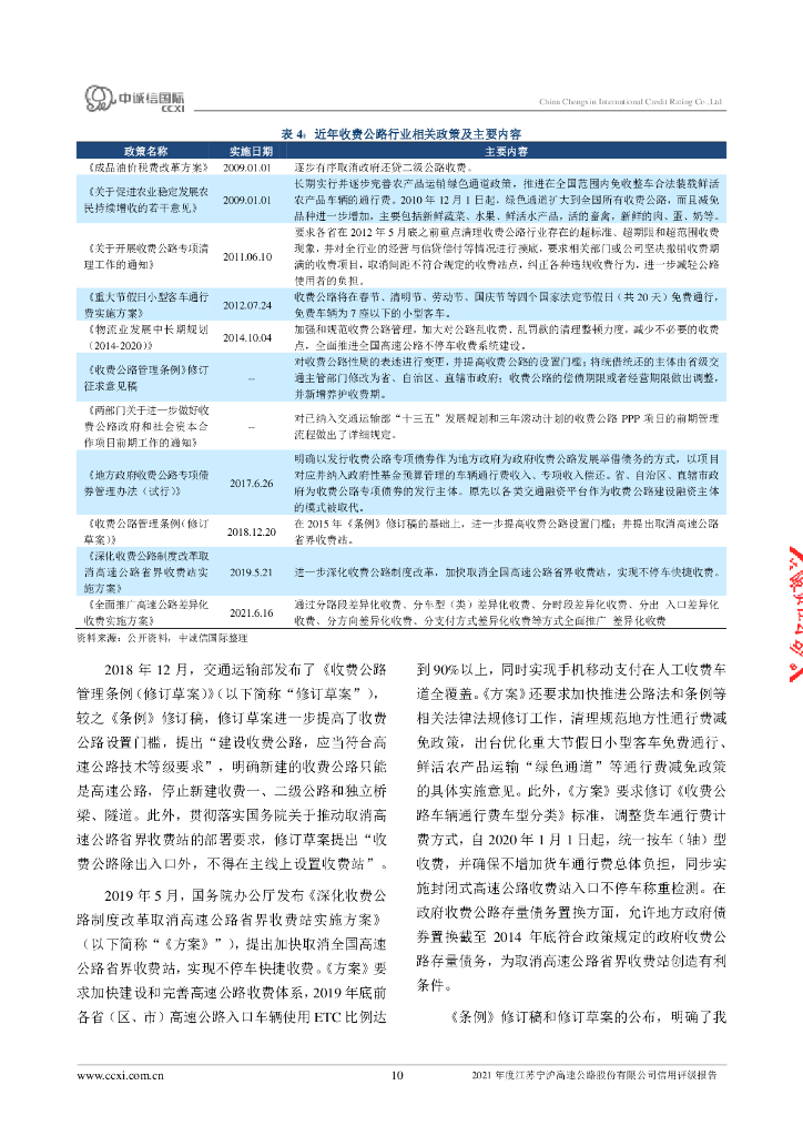 中诚信：2021年度江苏宁沪高速公路股份有限公司信用评级报告_第10页
