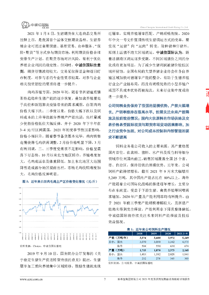 中诚信：新希望集团有限公司2021年度第四期短期融资券跟踪评级报告_第7页