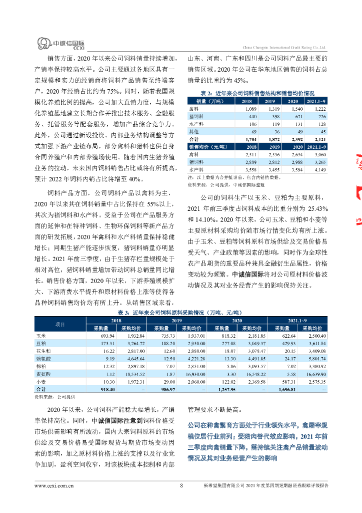 中诚信：新希望集团有限公司2021年度第四期短期融资券跟踪评级报告_第8页
