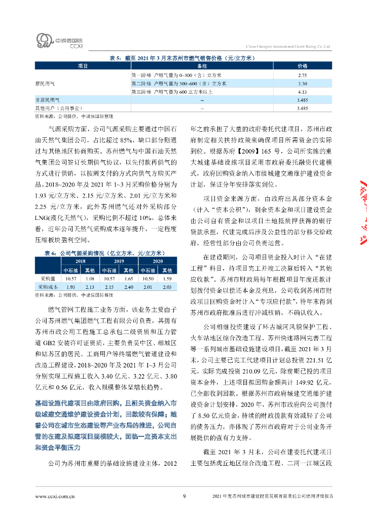 中诚信：苏州城市建设投资发展有限责任公司信用评级报告_第9页
