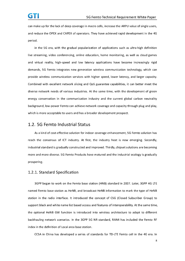 GTI：2023年5G一体化小站技术需求白皮书（英文版）_第8页