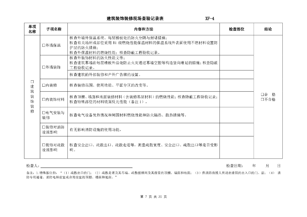 建筑工程竣工验收消防查验现场查验记录表_第7页