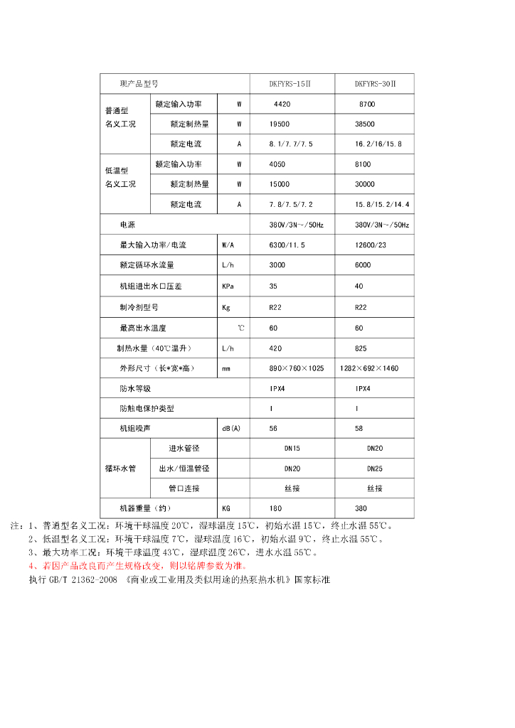 空气热泵参数选用表_第10页