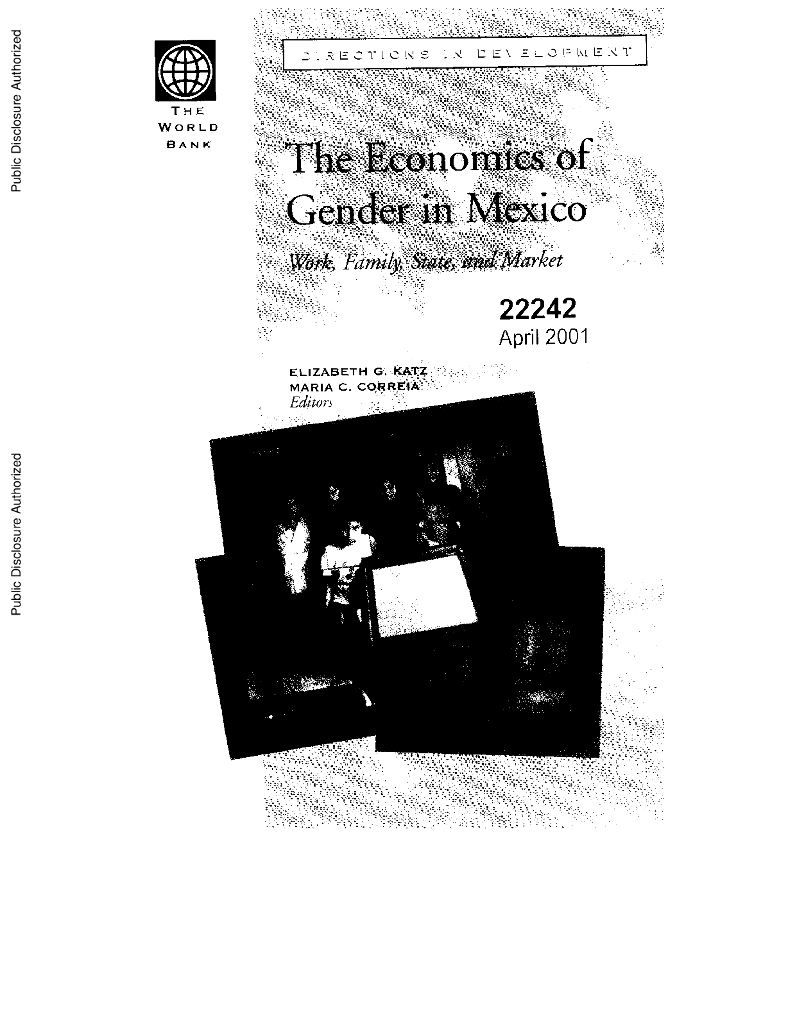 世界银行：发展方向报告-墨西哥的性别经济学：工作，家庭，国家和市场（英文版）