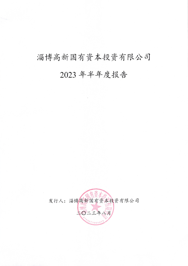 淄博高新国有资本投资有限公司2023年半年度报告