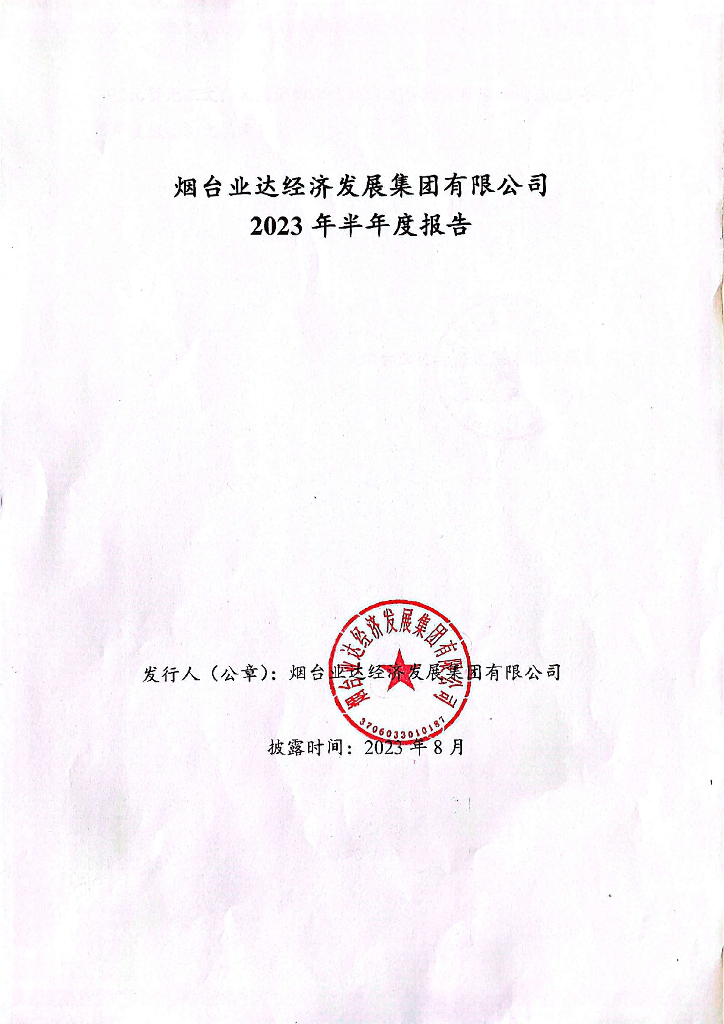 烟台业达经济发展集团有限公司2023半年度报告