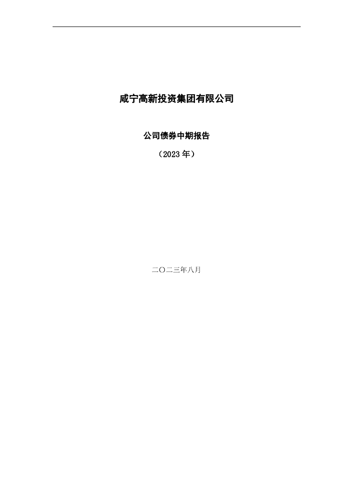咸宁高新投资集团有限公司公司债券中期报告(2023年)