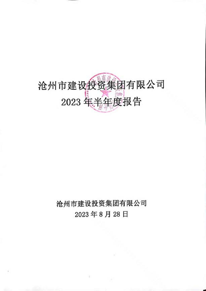沧州市建设投资集团有限公司2023年半年度报告