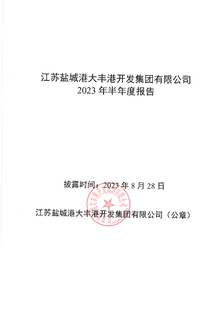 江苏盐城港大丰港开发集团有限公司2023年半年度报告
