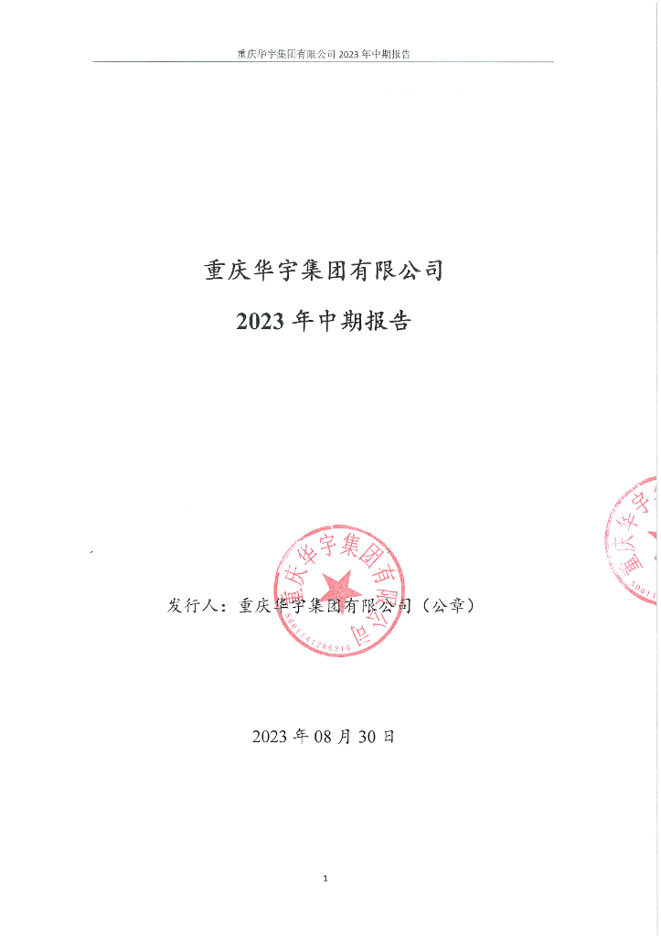 重庆华宇集团有限公司2023年半年度报告及财务报表