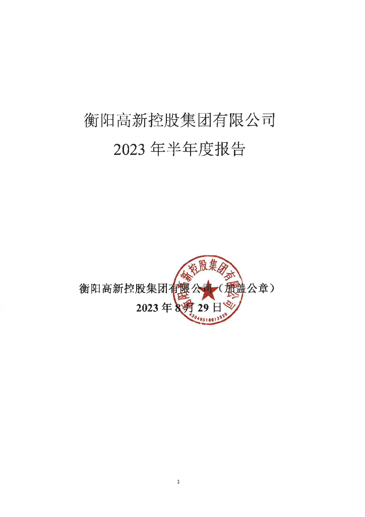 衡阳高新控股集团有限公司2023年半年度报告