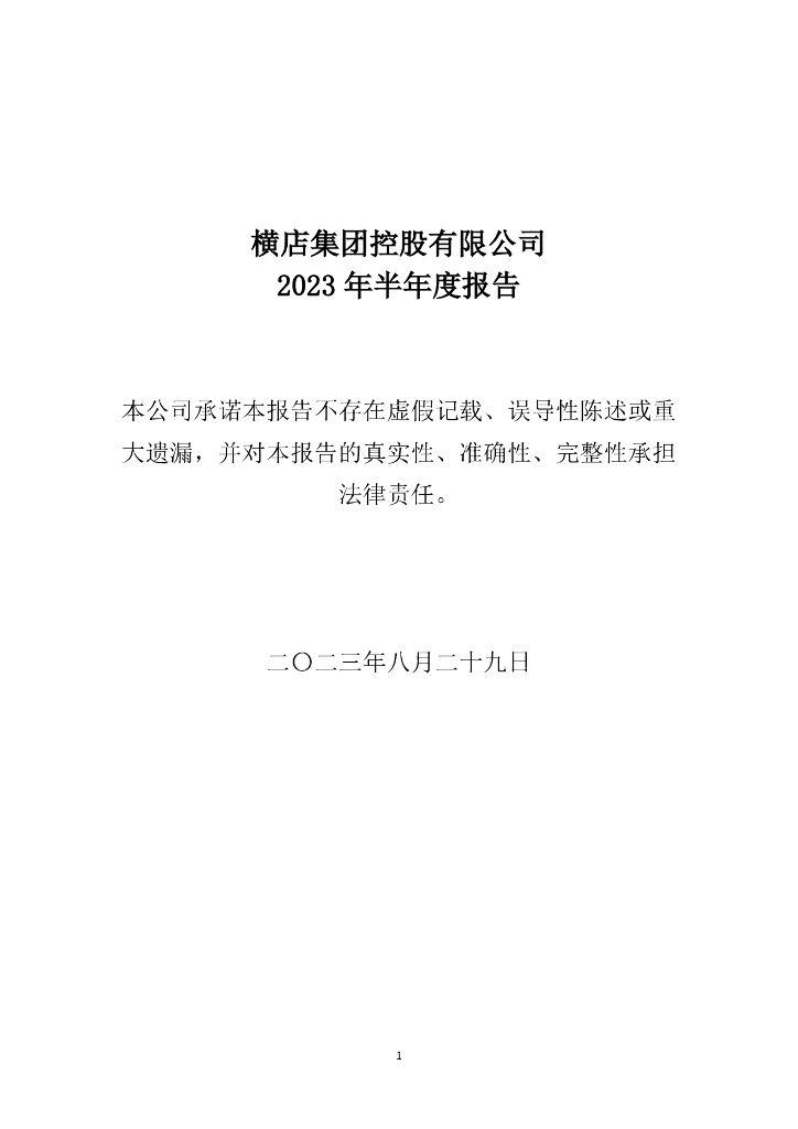 横店集团控股有限公司2023年半年度报告